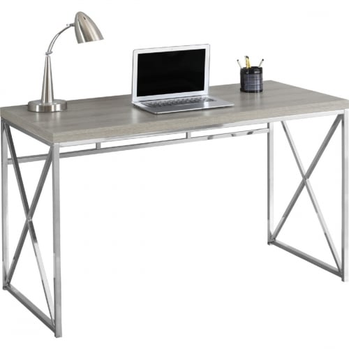 48" Computer Desk in Dark Taupe & Chrome Metal